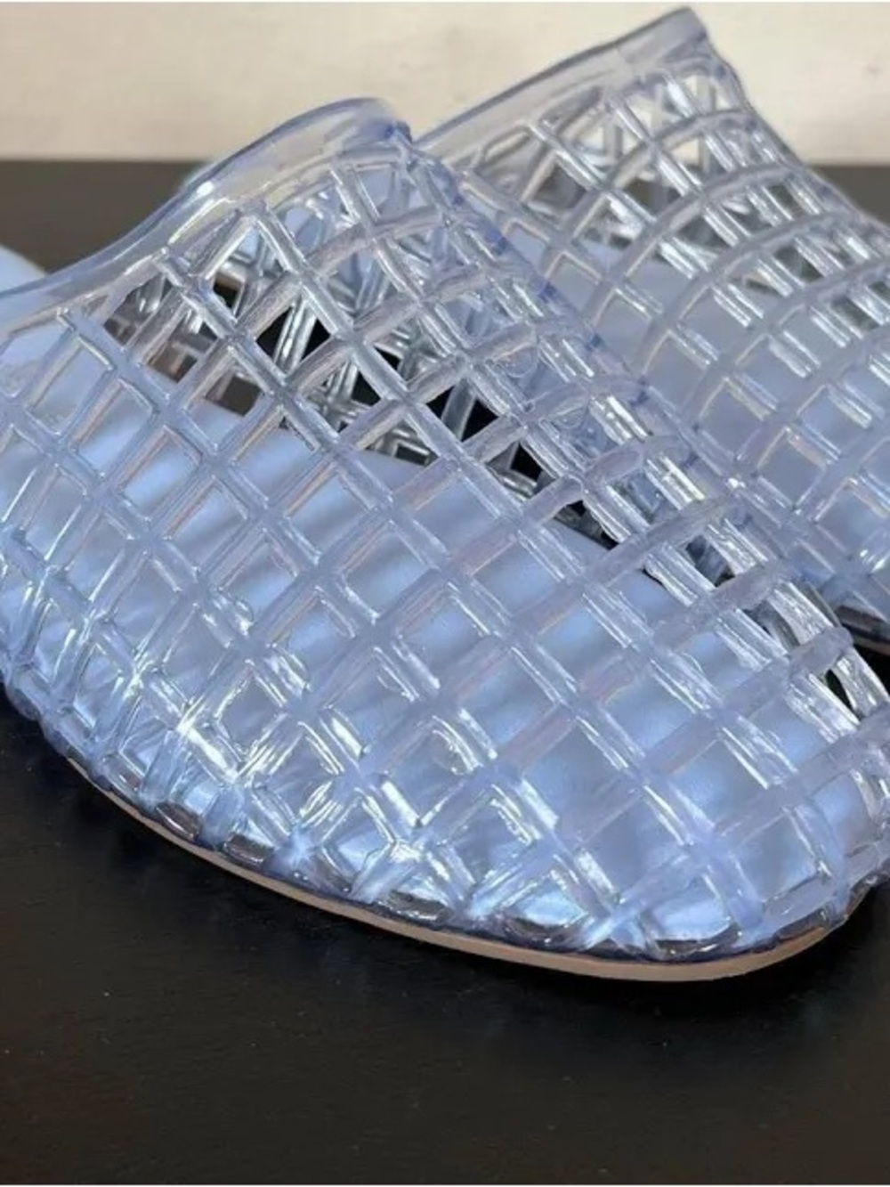 Clear Blue Woven Jelly Mule Sandals - Women